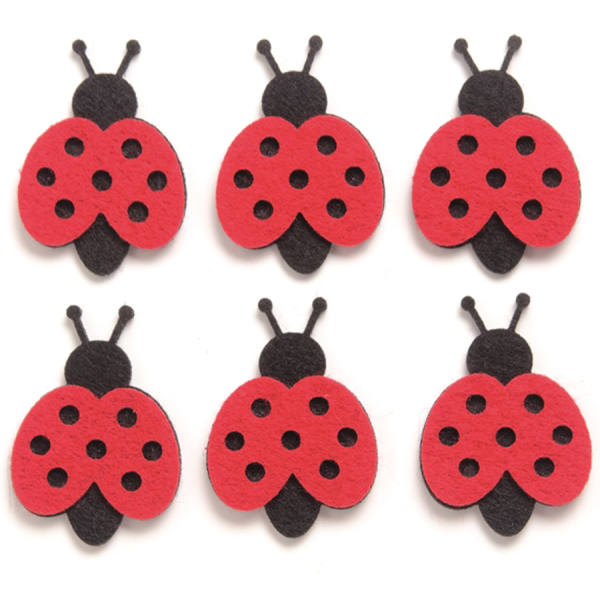 Marienkäfer aus Filz rot 6 Stück, 3,5 cm