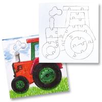 Mini Puzzle Traktor 20 Teile, 14x14,5 cm, 10 Stück