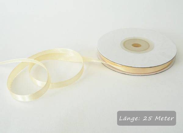 Satinband creme, Rolle 6mm breit, 25m lang