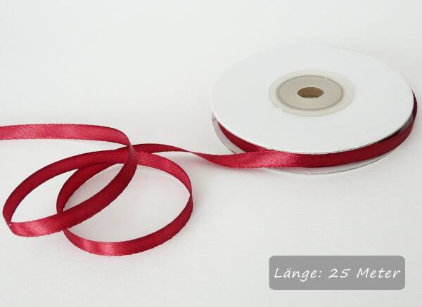 Satinband dunkelrot, Rolle 6mm breit, 25m lang