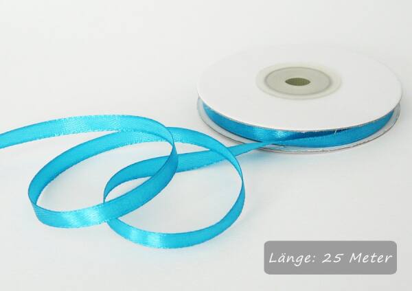 Satinband türkis, Rolle 6mm breit, 25m lang