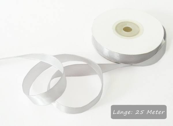 Satinband silber, Rolle 12mm breit, 25m lang