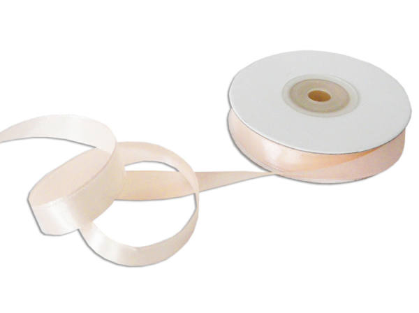 Satinband helllachs, haut Rolle 12mm breit, 25m lang