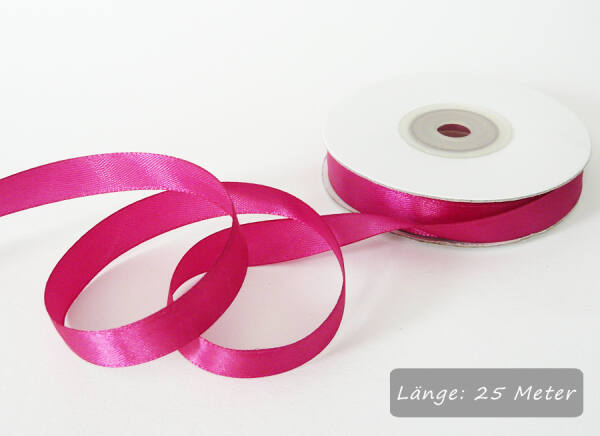 Satinband fuchsia, Rolle 12mm breit, 25m lang
