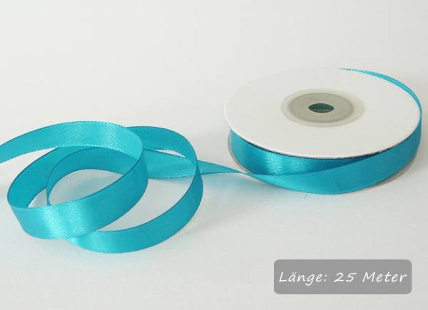Satinband türkis, Rolle 12mm breit, 25m lang