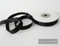 Satinband schwarz, Rolle 12mm breit, 25m lang