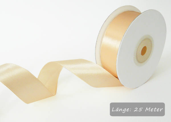 Satinband creme, Rolle 25mm breit, 25m lang