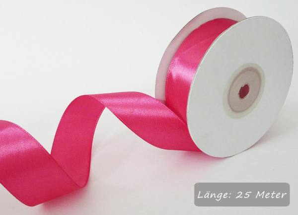 Satinband dunkelrosa, Rolle 25mm breit, 25m lang