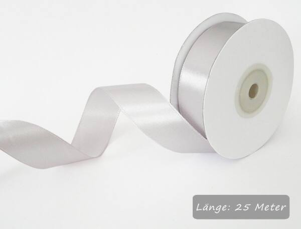 Satinband helles silber, Rolle 25mm breit, 25m lang