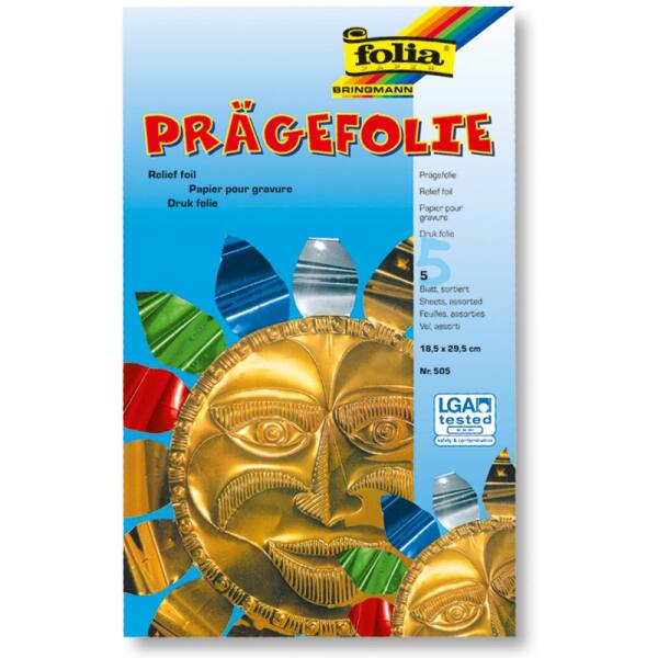 Prägefolienmappe 5 Blatt bunt, 18,5x29,5 cm, 70µ