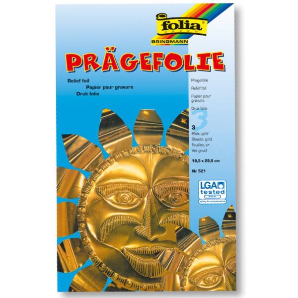 Prägefolienmappe 3 Blatt gold, 18,5x29,5 cm, 70µ