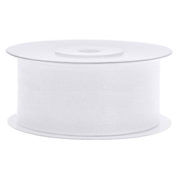 Chiffonband weiß, Rolle 38mm breit, 25m lang