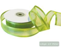 Chiffonband mit Satinkante grüner Apfel, Rolle 25mm...