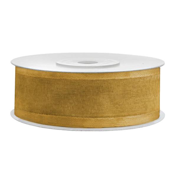 Chiffonband mit Satinkante gold, Rolle 25mm breit, 25m lang