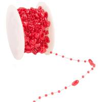 Perlenband rot mit Herzen, 1 Rolle mit 10 m