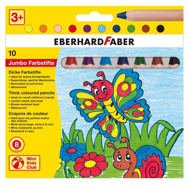 Mini Kids Club Buntstifte 10 Stück, mit dicker 8mm Mine, Kartone