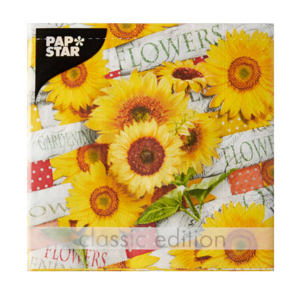 Papierservietten Sonnenblume 3-lagig, 33x33 cm, 20 Stück