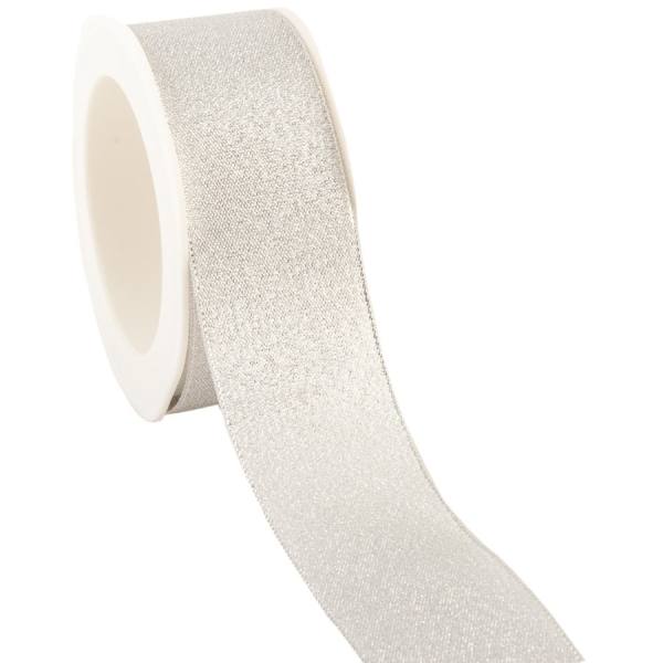 Lurexband silber glänzend, Rolle 38mm breit, 20m lang