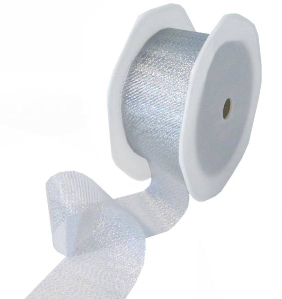 Glanzband Lurex silber transparent, Rolle 38mm breit, 25m lang