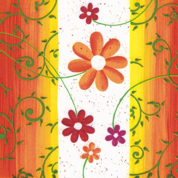 Papierservietten Blumen orange, 3-lagig, 33x33 cm, 20 Stück