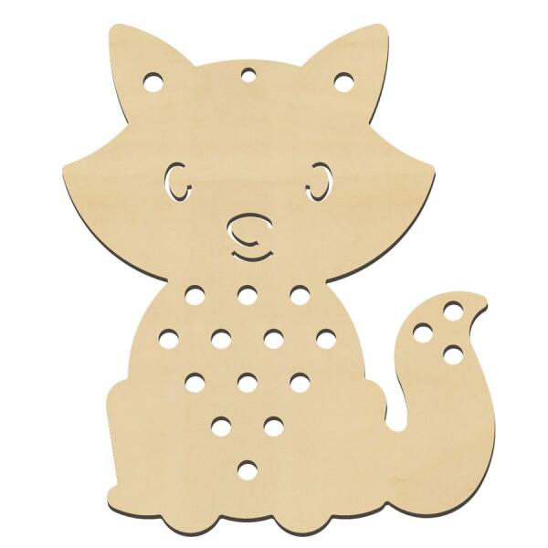 Fädel- und Knüpfmotiv Fuchs aus Holz, 1 Stück, 11,5 cm groß, 4mm dick