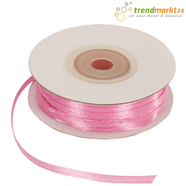 Satinband rosa 3mm, Rolle, 50m lang