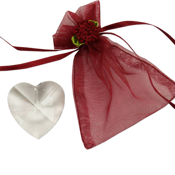 Regenbogenkristall Herz ca. 3-4 cm mit Chiffonbeutel