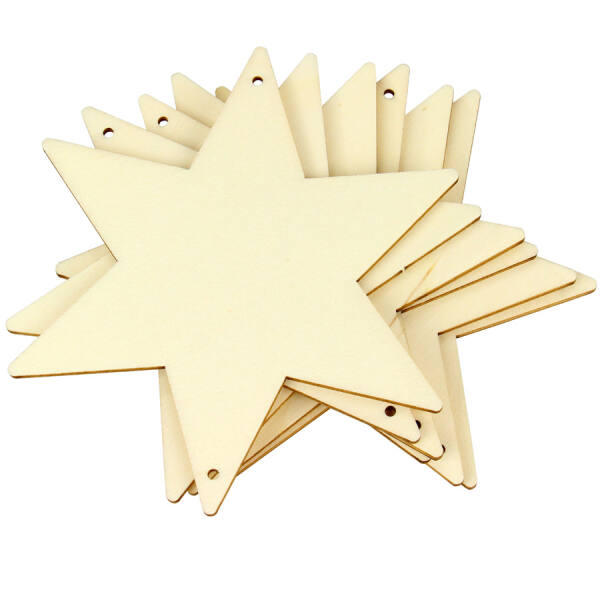 Holzsterne 12,5 cm Holzanhänger Stern 6 Stück 3mm dick