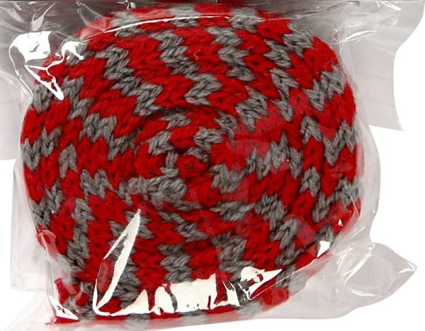 Strickschlauch rot grau, zweifarbig, 1m lang, 3cm breit