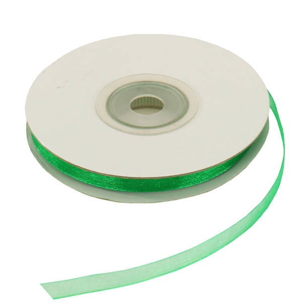 Chiffonband grasgrün, Rolle 6mm breit, 25m lang