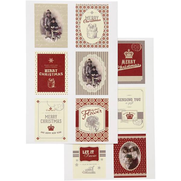 Aufkleber Weihnachten, Design Packung 24 Stück in 12 Motiven