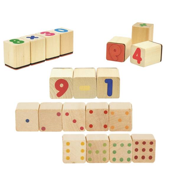 Holzstempel Mathe, 24 Stück, je ca.4 x 3 x 3 cm