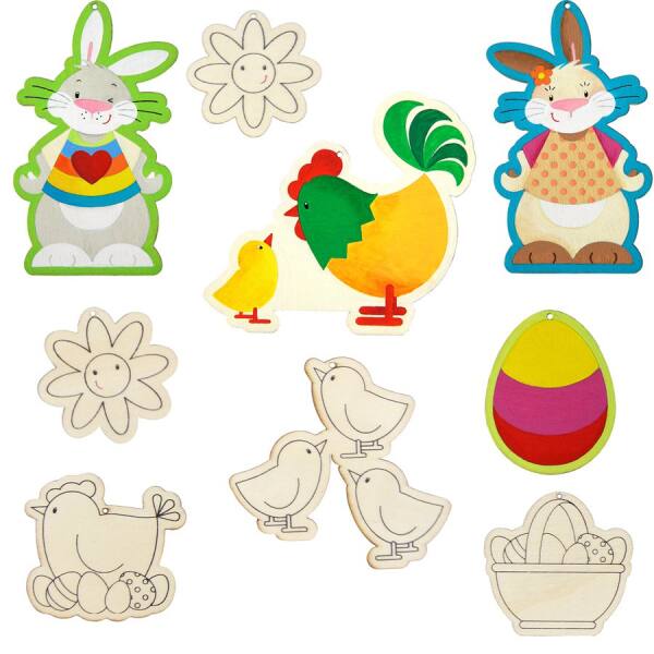 Holzanhänger Ostern, 9 Stück
