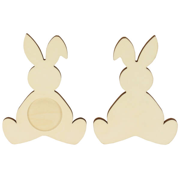 Teelichthalter Hase mit Vertiefung, 10,2 x 14,2 cm, Sperrholz,1 Stück
