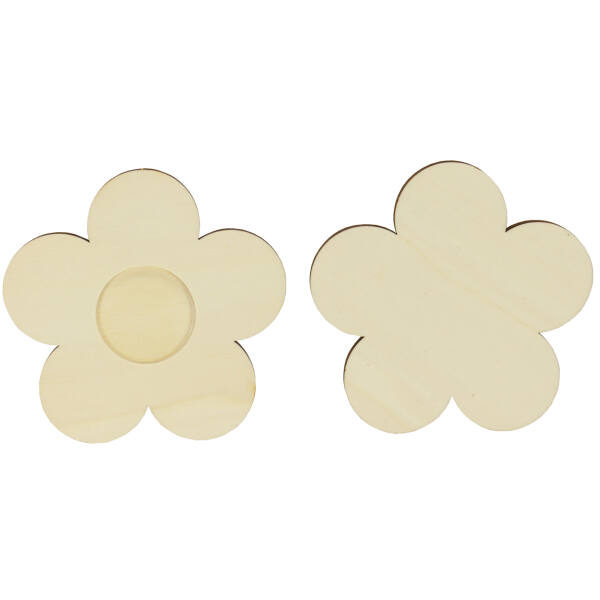 Teelichthalter Blume, 12,5 cm, Sperrholz gelasert, 1 Stück