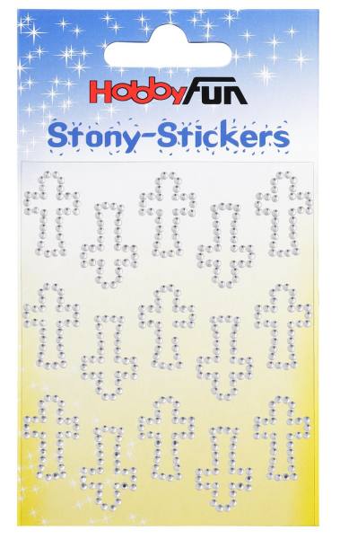 Stony Stickers Kristallkreuze 23 mm, 15 Stück