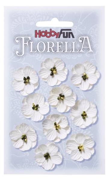 Florella Blüten aus Maulbeerpapier weiß, 2,5 cm, 10 Stück