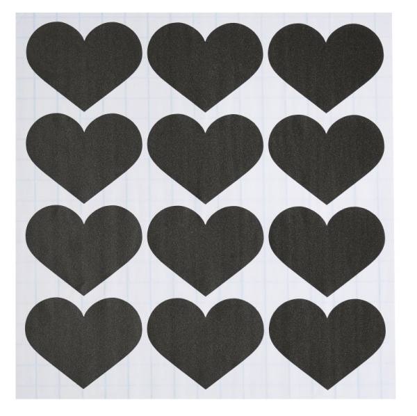 Tafelfolien Sticker Herzen zum Beschriften, schwarz, 36 Stück