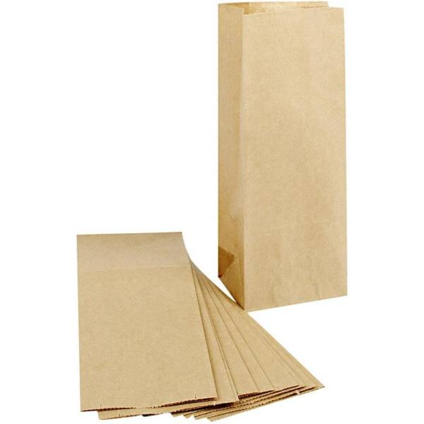 Papiertüten braun, 10 Stück, 10 x 7 x 26 cm, Papierbeutel für Osternester