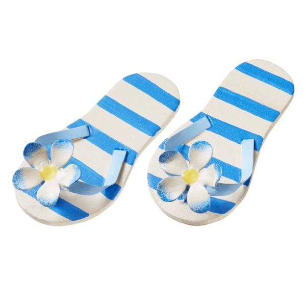 Flip Flops groß blau-weiß gestreift, 1 Paar, 6 x 3 cm
