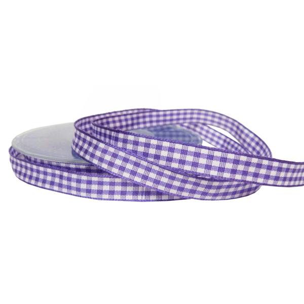 Karoband Vichy lila weiß Rolle 10mm x 25 m