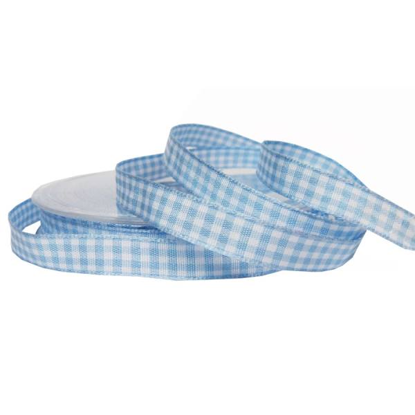 Karoband hellblau weiß Vichy Rolle 10mm x 25m