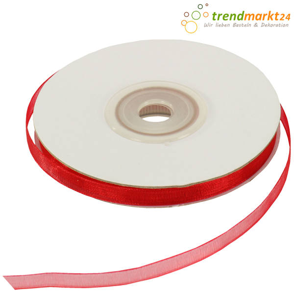 Chiffonband rot, Rolle 6mm breit, 25m lang