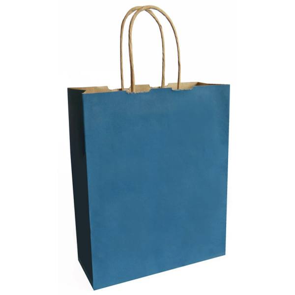 Papiertragetasche blau 6er Pack mit Kordelgriff 18x22 cm Papiertüten