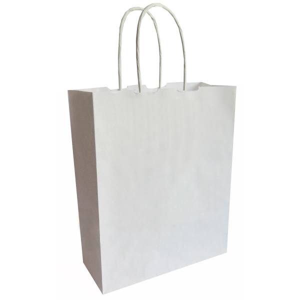 Papiertragetasche weiß 6er Pack mit Kordelgriff 18x22 cm Papiertüten