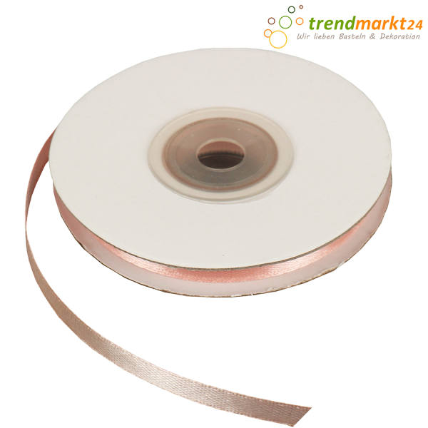 Satinband hellpfirsich, aprikose Rolle 6mm breit, 25m lang