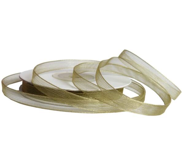 Chiffonband olivgrün, Rolle 6mm breit, 25m lang