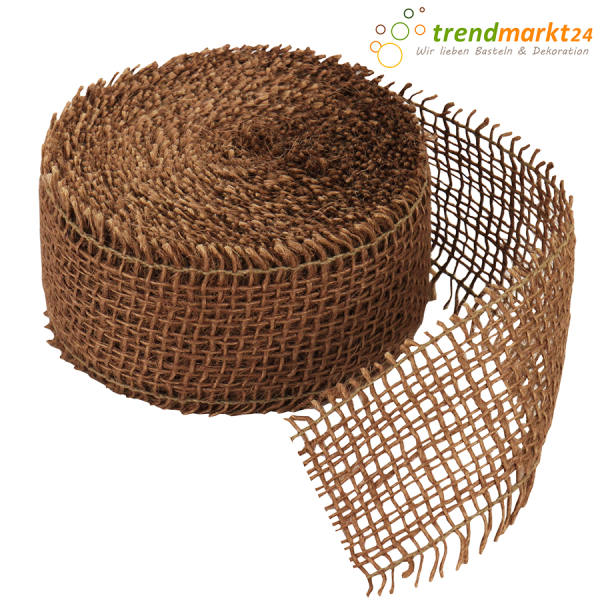 Juteband braun Gitterband Rupfenband Rolle 10 m lang 5 cm breit