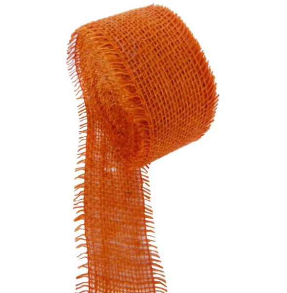 Juteband orange Gitterband Rupfenband Rolle 10 m lang, 5 cm breit