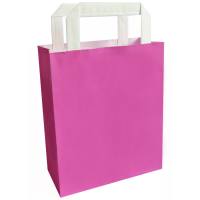 Papiertragetasche pink 6er Pack mit Flachhenkel 18x22 cm
